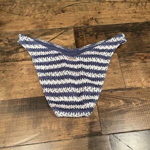 Hollister Blue and White Striped Bikini Bottom